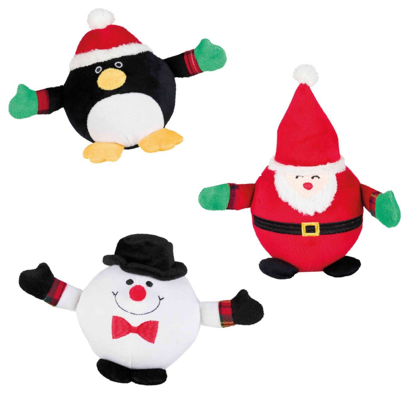 Koera mänguasi Xmas Santa Clauses/Penguins/Snowmen, plush, 18 cm