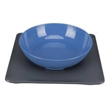 Yummynator, non-slip bowl set, 24 × 24 cm, blue/grey