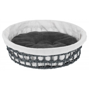 Feira basket, paper yarn, ø 45 cm, dark grey/natural