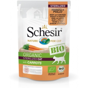 Schesir BIO loomaliha + kanaliha + porgand pasteet 85g, märgtoit steriliseeritud kassidele