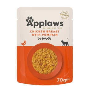 Applaws Natural Wet Cat Food, Chicken Breast and Pumpkin In Broth Pouch 70g