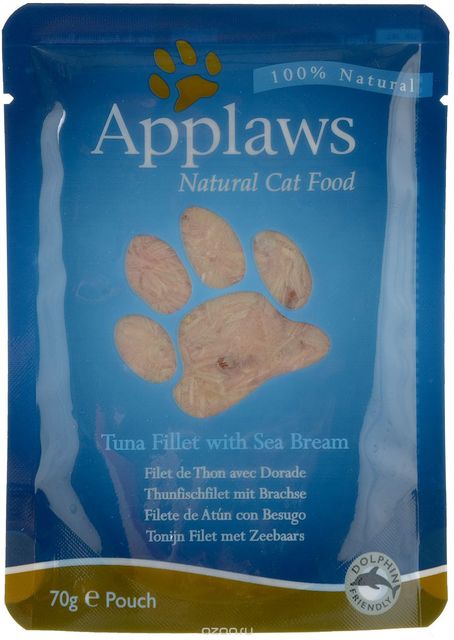 Applaws Wet Cat Food, Tuna Fillet with Seabream in Broth Pouch70 g