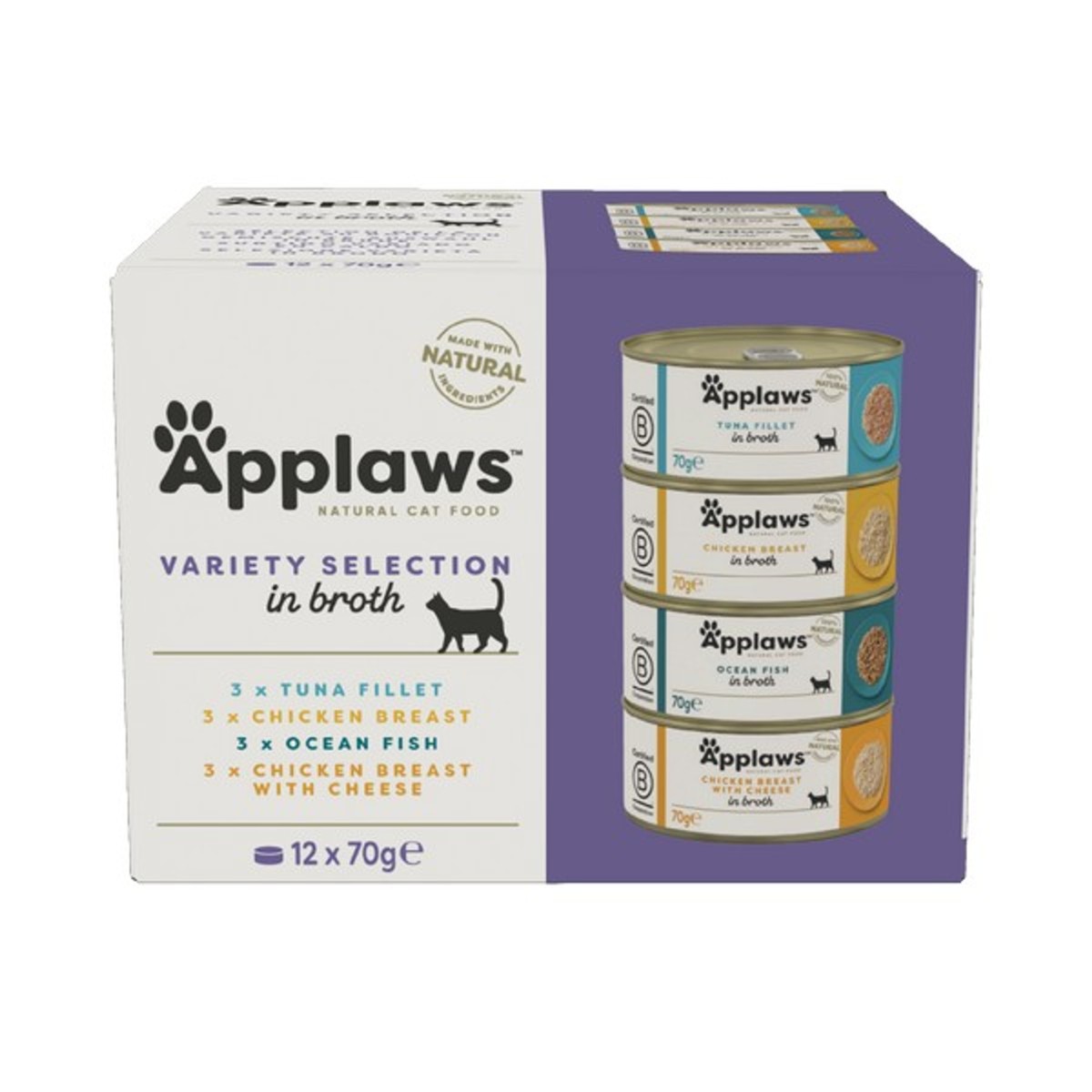 Applaws Natural Wet Cat Food, Multipack Fish and Chicken Mixed Selection 12x70g