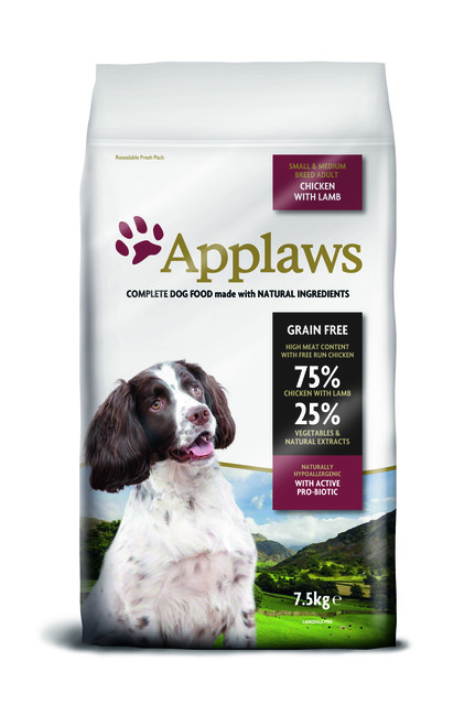 Applaws Complete and Grain Free Dry Dog Food, Small/Medium Breed Adult, Chicken with Lamb  7, 5 kg