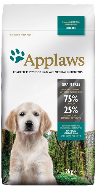 Applaws Natural, Complete and Grain Free Dry Dog Puppy Food, Chicken for Small/Medium Breed Puppies , 2 kg