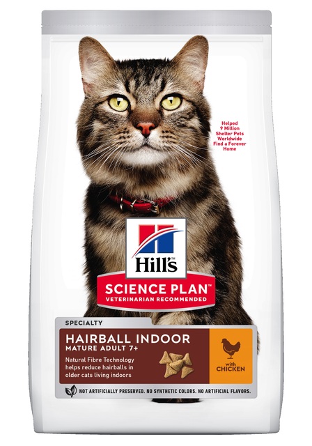 Hill's Science Plan Hairball Indoor Mature Adult 7+ Cat Food with Chicken 1,5kg