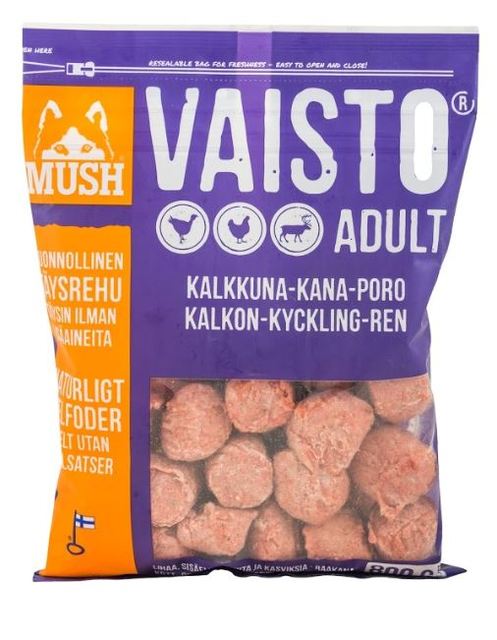 Mush Vaisto koera toortoit kalkun/kana/põder 800 g