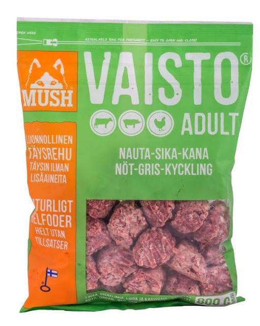 Mush Vaisto koera toortoit veis/siga/kana 800 g