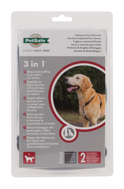 PetSafe 3 in 1™ traksid ja auto turvarihm L, must