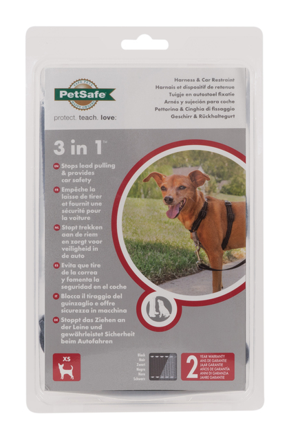 PetSafe 3 in 1™ traksid ja auto turvarihm XS, must