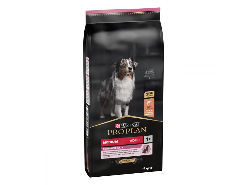 Purina PRO PLAN Medium Adult Sensitive Skin with OPTIDERMA®, 14kg