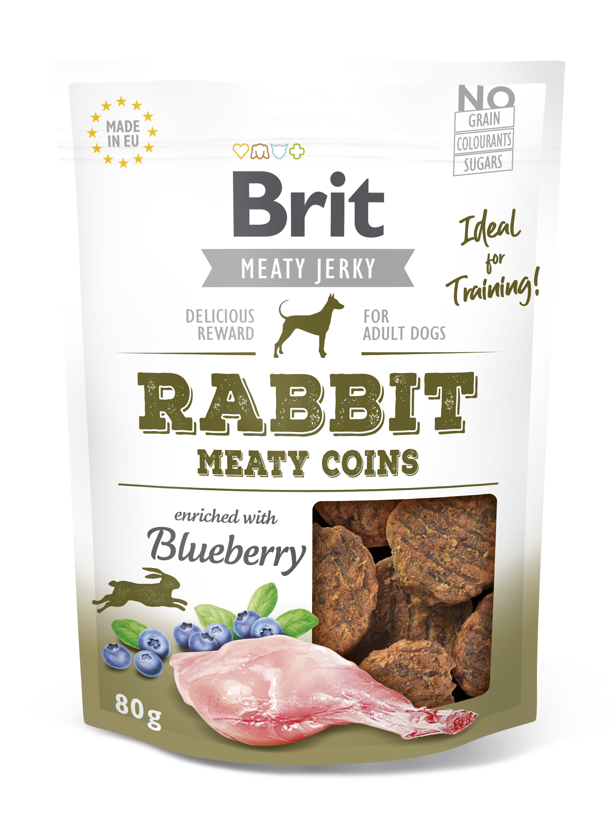 Brit Jerky Rabbit Meaty Coins Snack närimismaius koertele 80g