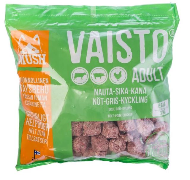 Mush Vaisto koera toortoit veis/siga/kana 3 kg