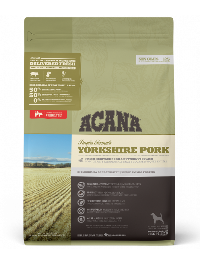 Acana Singles Yorkshire Pork Dry Dog Food 2kg