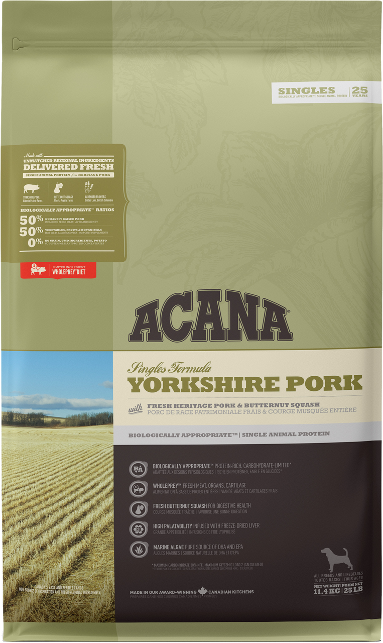 Acana Singles Yorkshire Pork Dry Dog Food 11.4kg