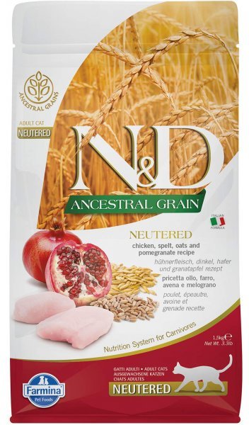 Farmina N&D Ancestral Grain Neutered Cat Adult Chicken & Pomegranate 1.5kg