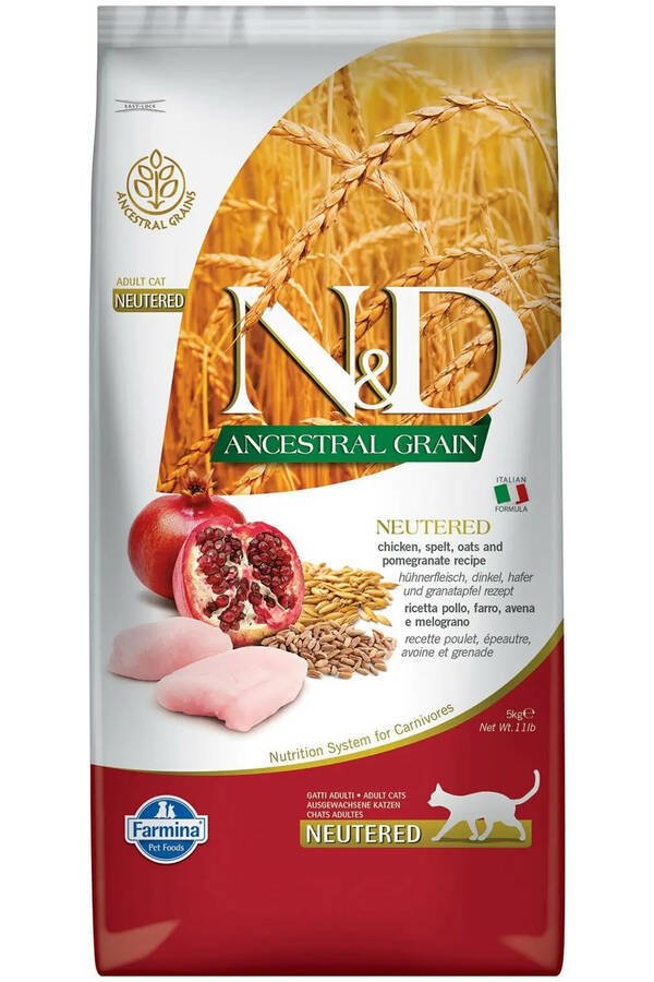 Farmina N&D Ancestral Grain Neutered Cat Adult Chicken & Pomegranate 5kg