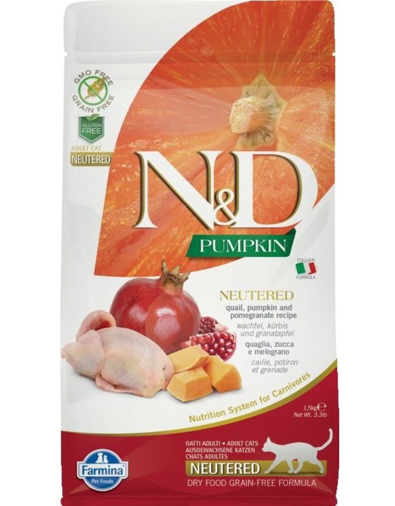 Farmina N&D Cat Adult Neutered, Quail, Pumpkin & Pomegranat  1.5kg