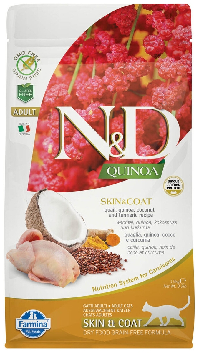 Farmina N&D Quinoa Skin & Coat Cat Adult Quail  1.5kg