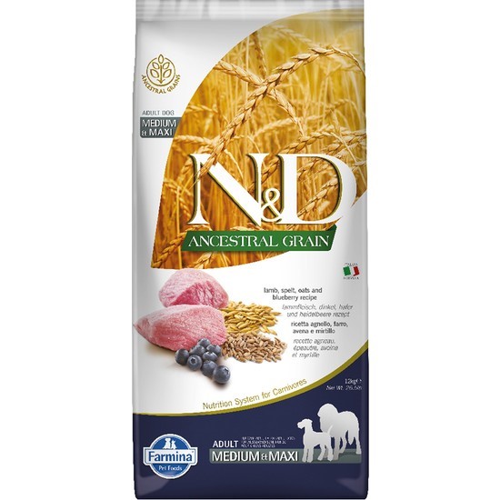 Farmina N&D Ancestral Grain Medium & Maxi  Adult Lamb 12kg