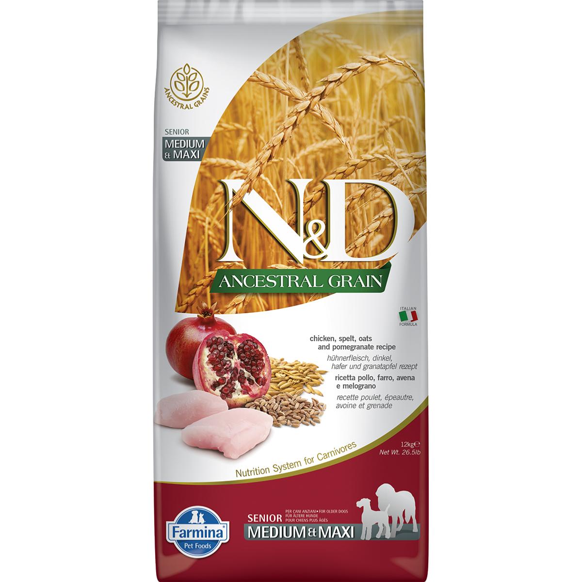 Farmina N&D Ancestral Grain Medium & Maxi Senior Chicken 12kg