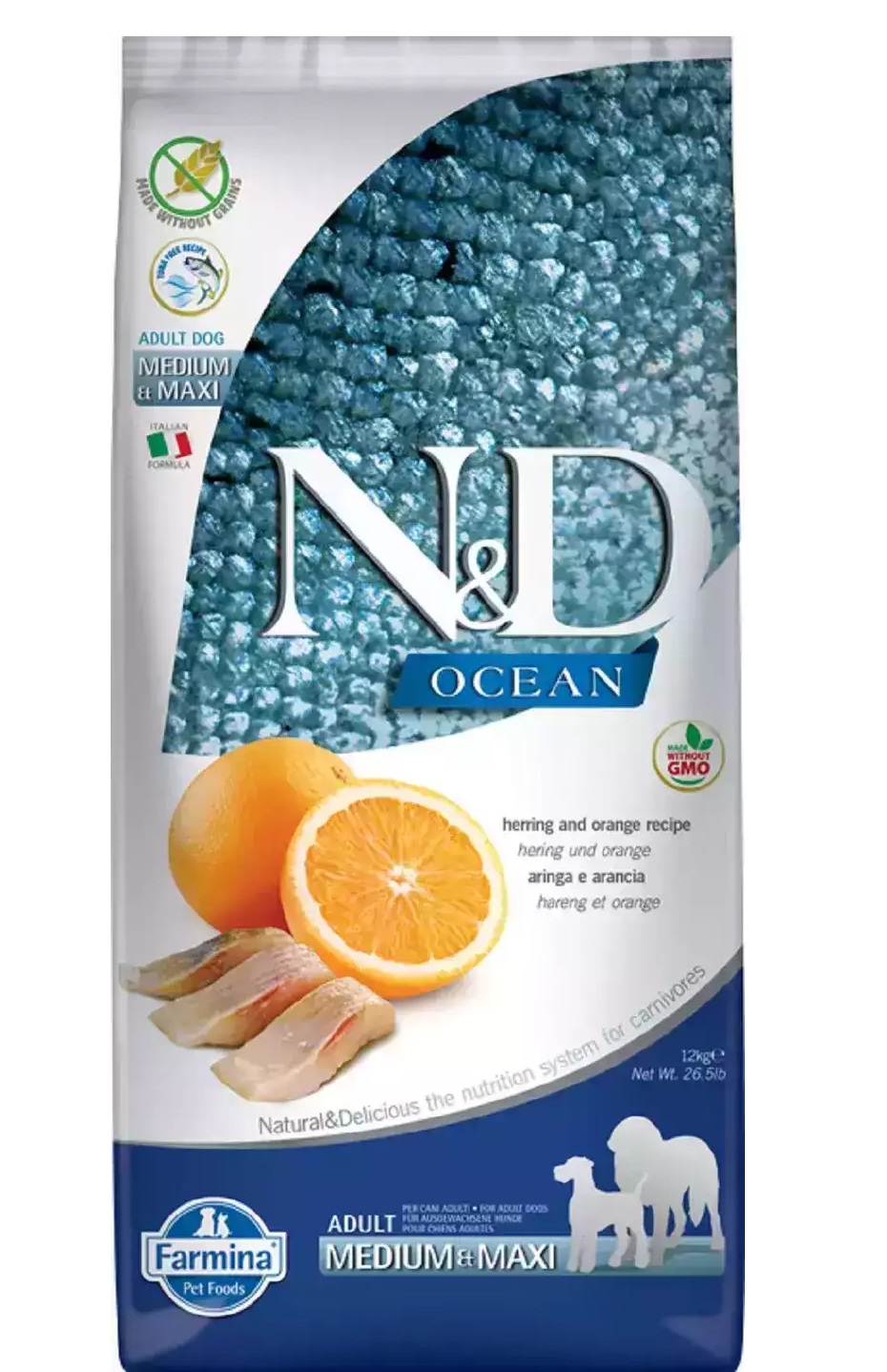 Farmina N&D Ocean Medium & Maxi Adult Orange/Herring 12kg