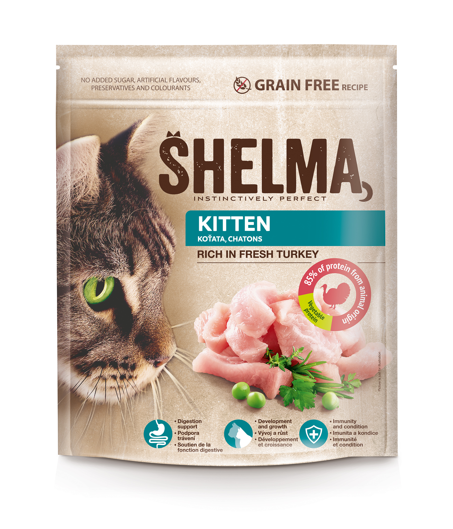 Shelma Grain Free, For kittens rich in fresh turkey 750g