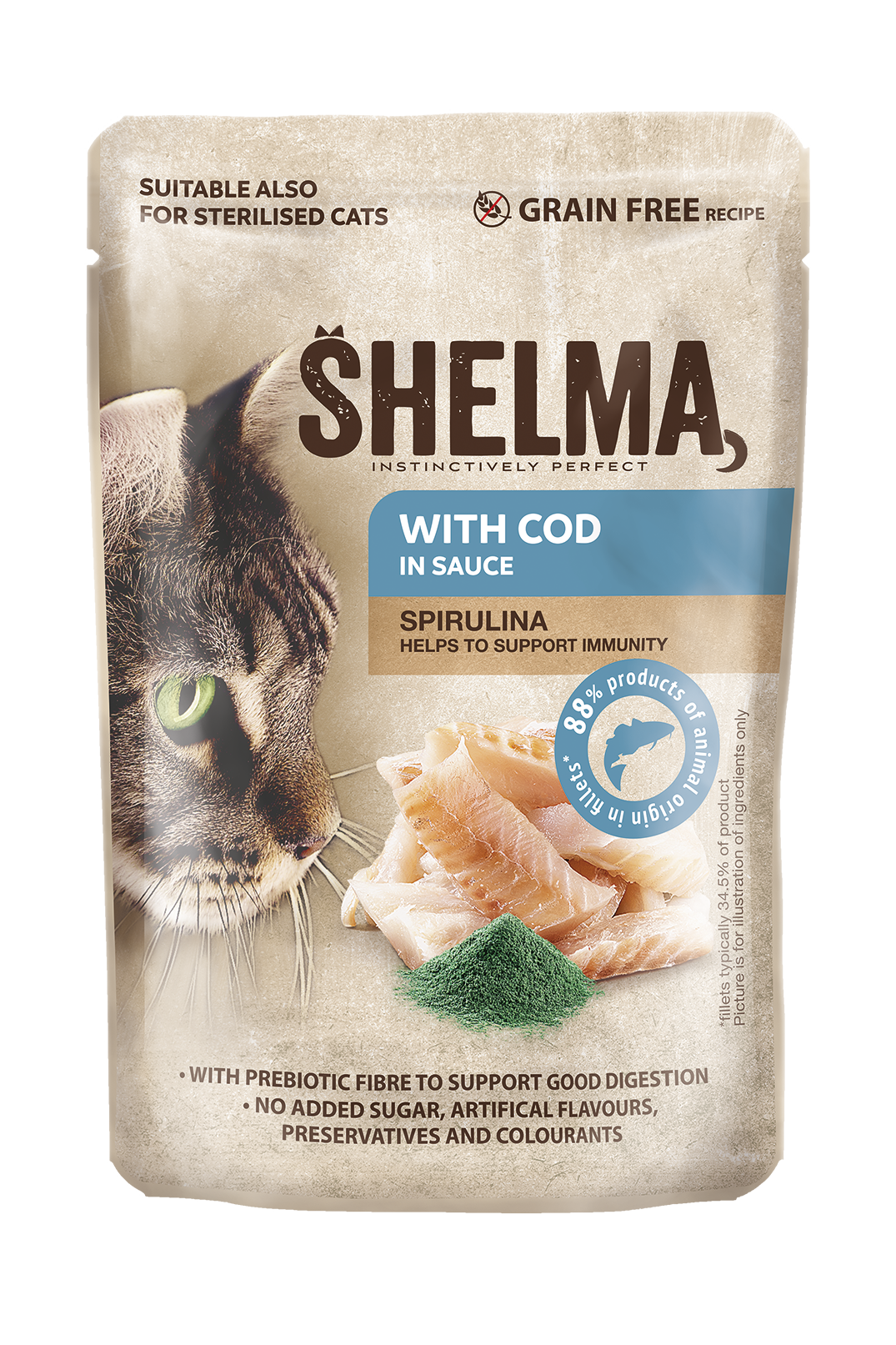 Shelma Сod Fillets with spirulina in sauce 28x85g