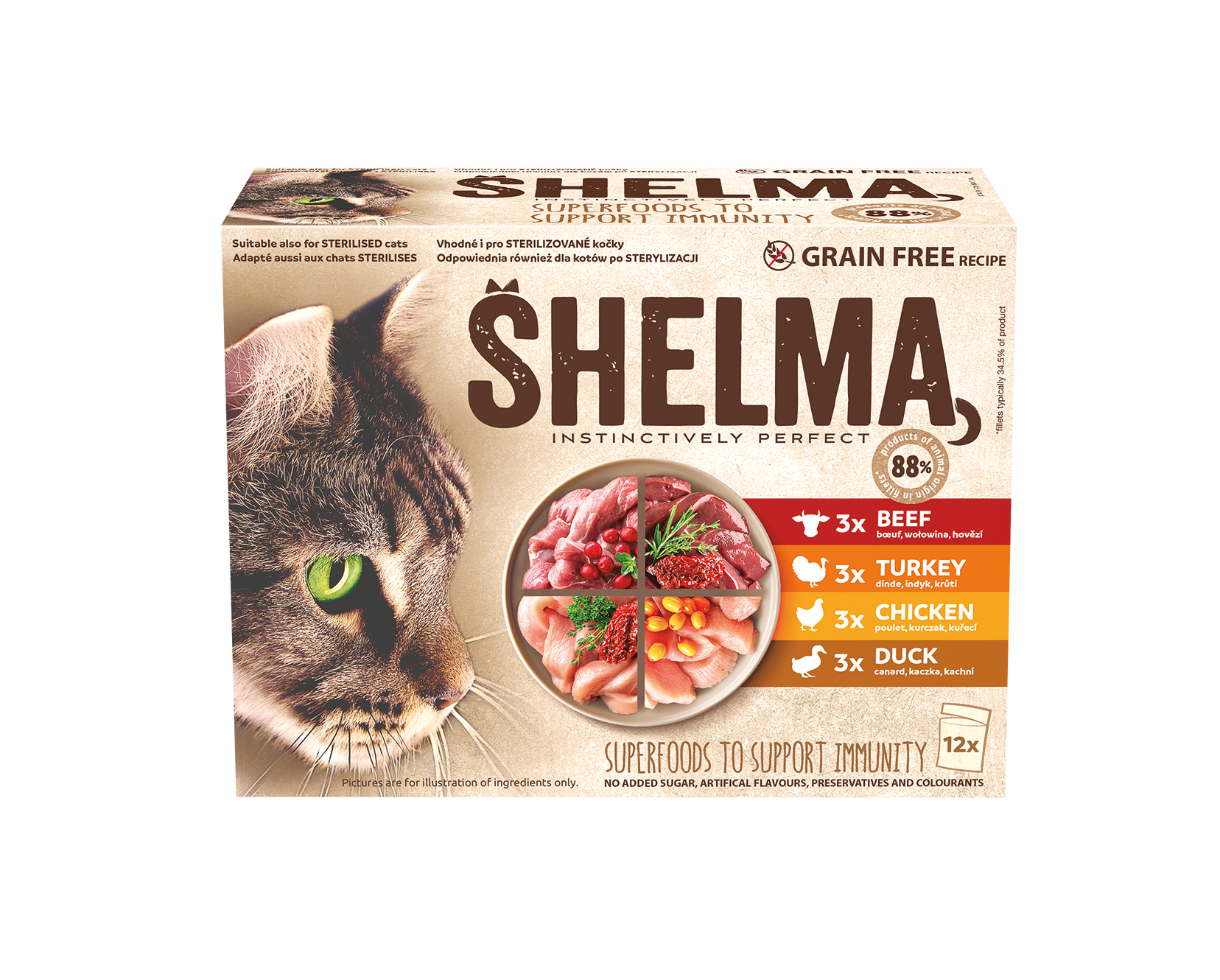 Shelma Cat wet food Selection with meat 12x85g