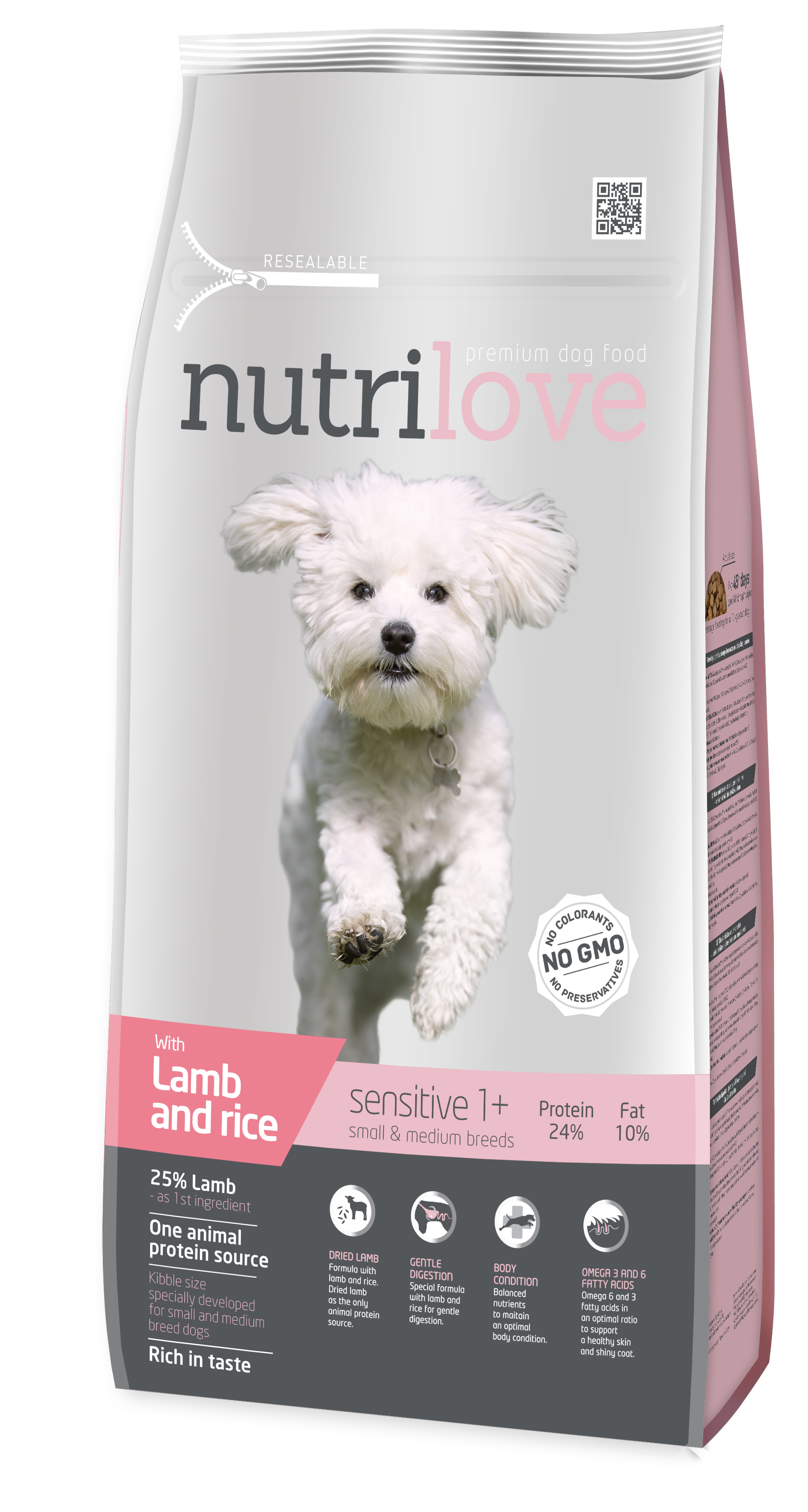 Nutrilove sensitive lamb&rice small/medium 8 kg