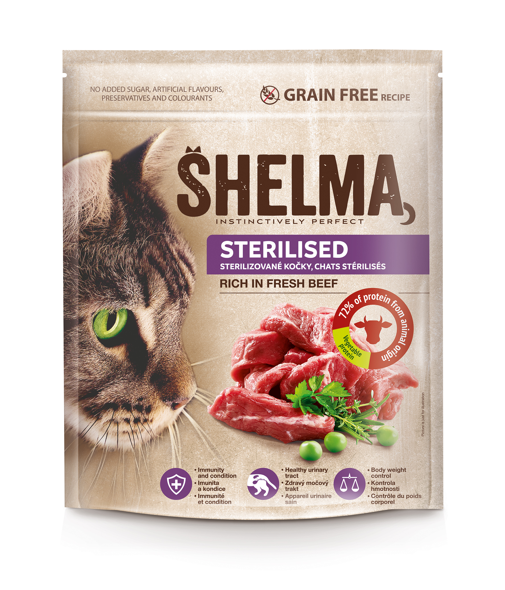 Shelma Grain Free, For sterilised cats rich in fresh beef 1,4kg