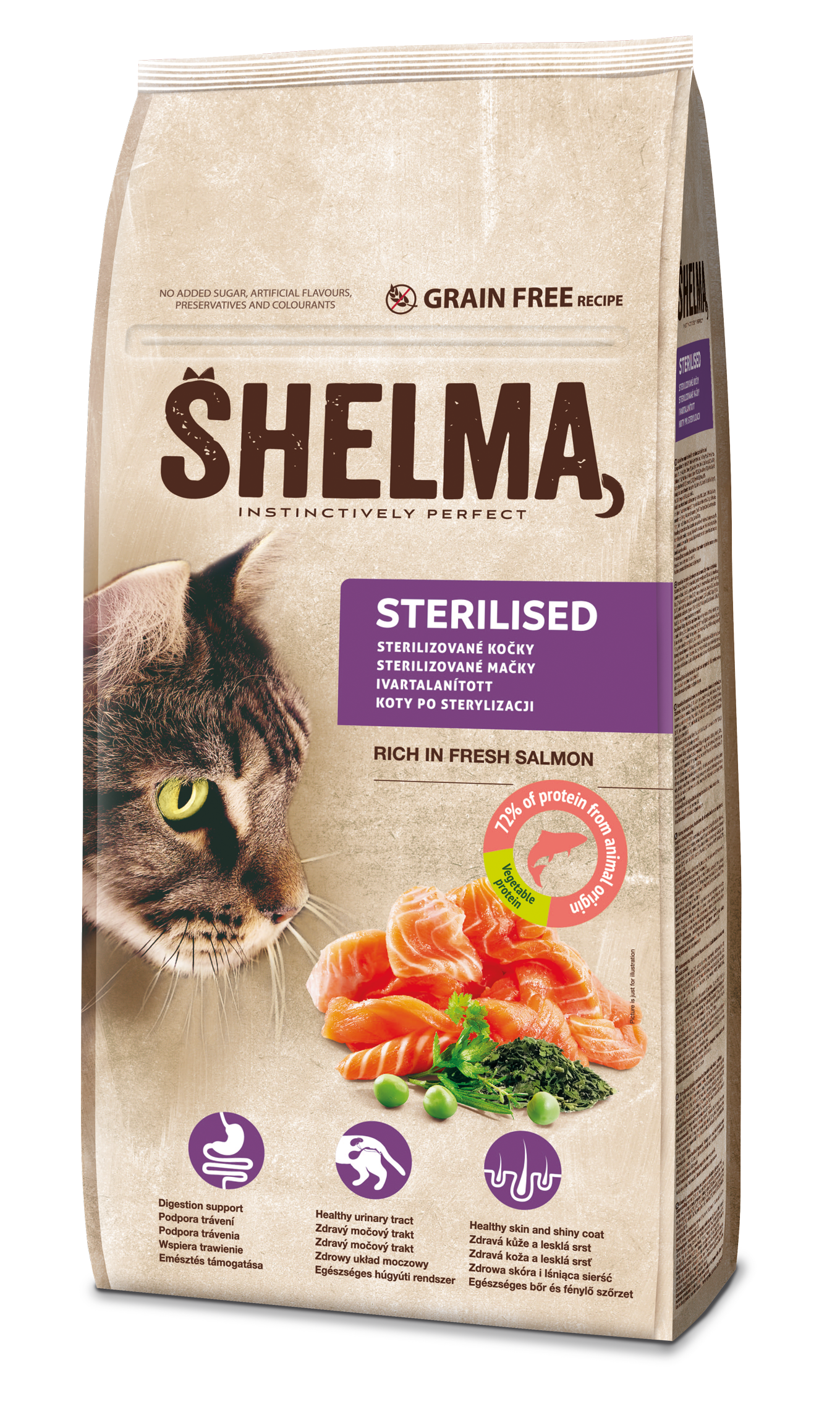 Shelma Grain Free, For sterilised cats rich in fresh salmon 8kg