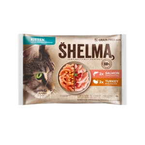 Shelma kassieined KITTEN 4x85g lõhefileed ja kalkunifileed kastmes