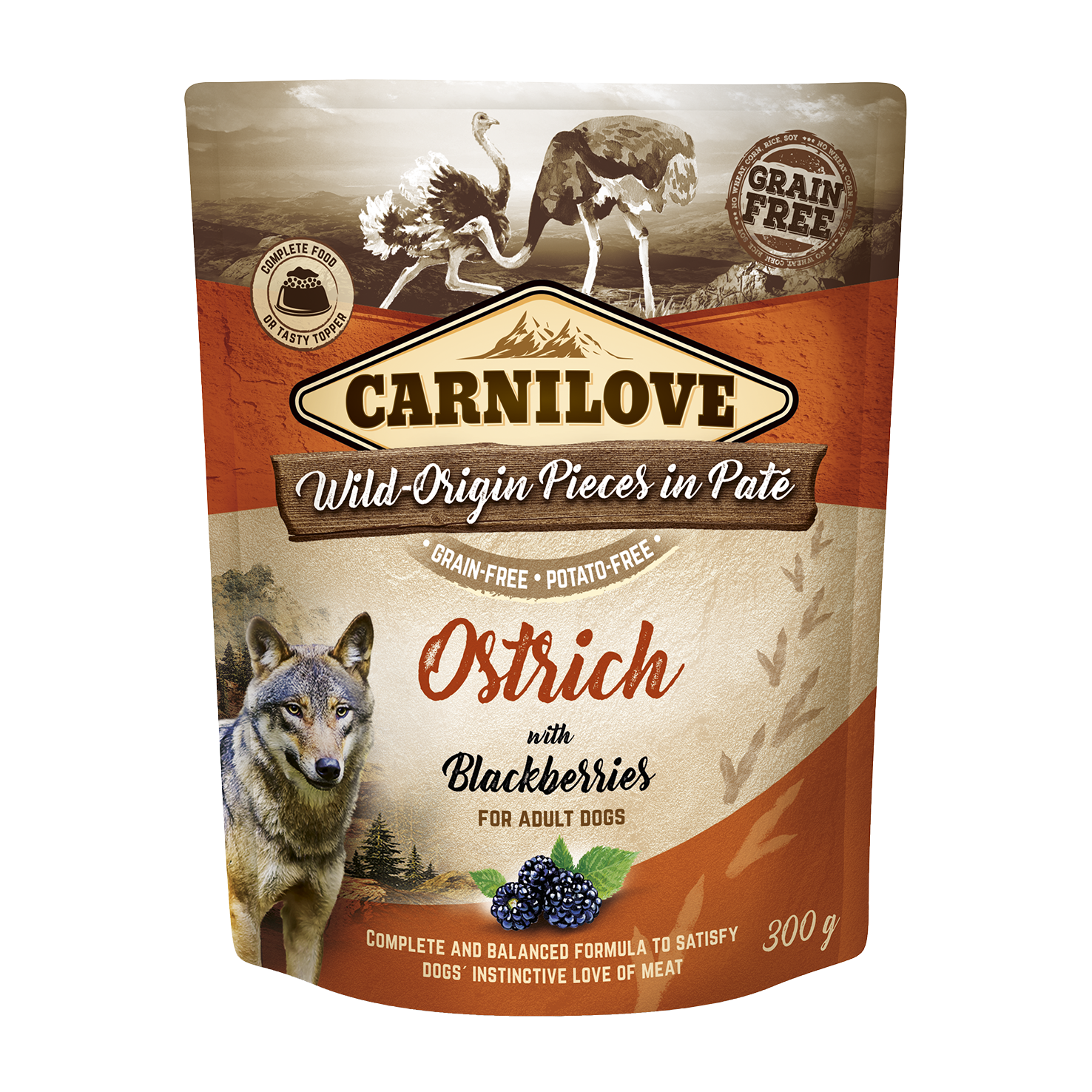 Carnilove Pouch Pate Ostrich with Blackberries einekotike koertele 300g