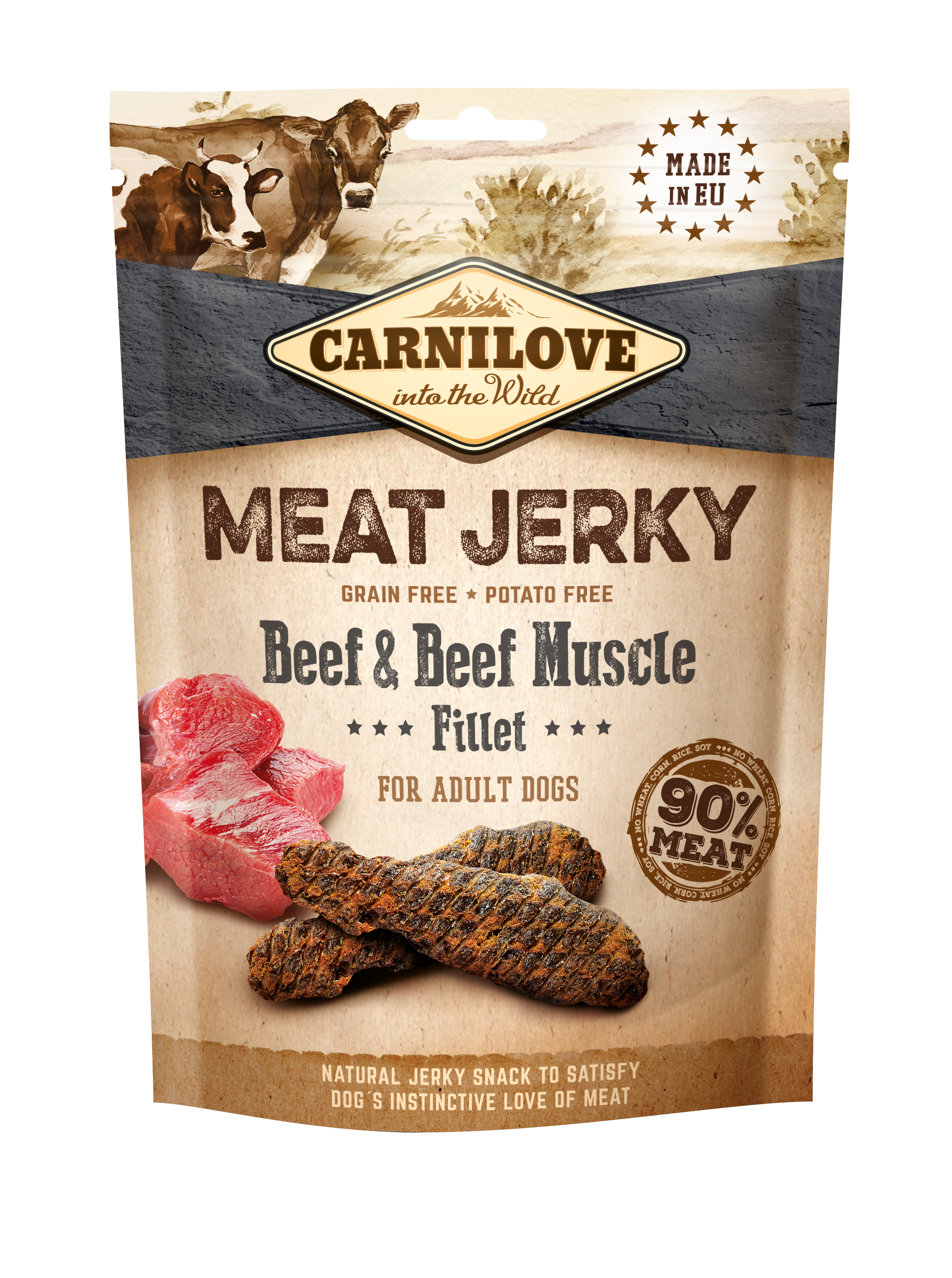 Carnilove Dog Jerky Beef & Beef Muscle maius koerale 100g