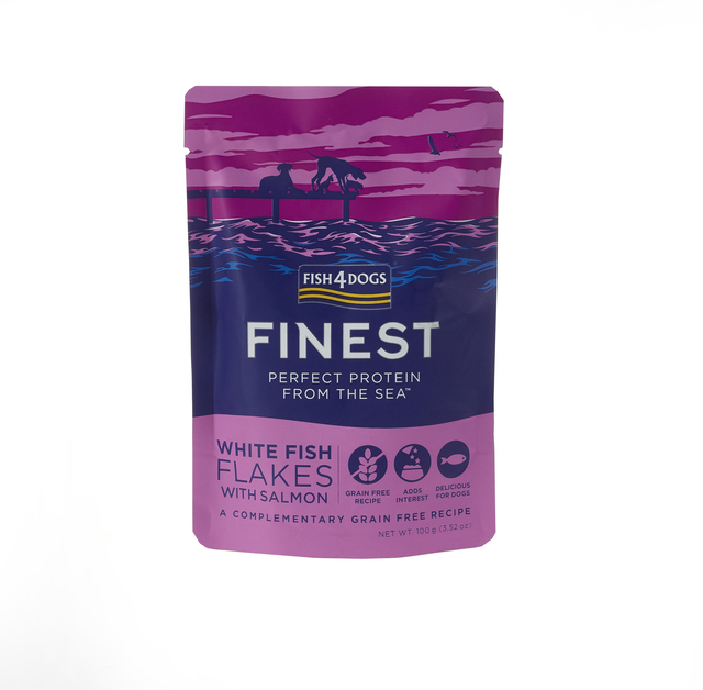 Fish4Dogs Finest Flakes einekotike koertele, valge kala/lõhe 100 g