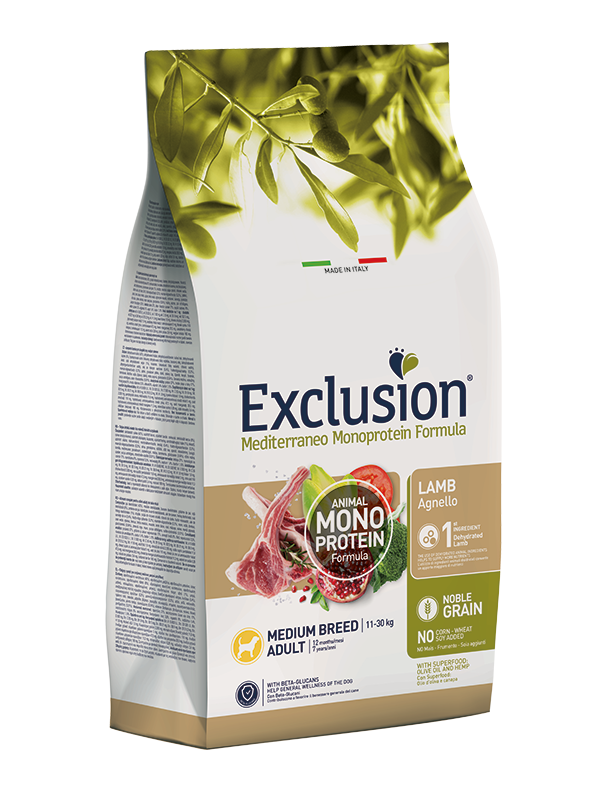 Exclusion Mediterraneo Noble Grain Adult Medium Breed with Lamb 3kg