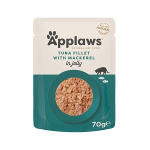 Applaws einekotike kassidele, tuunikala ja makrell želees, 70g