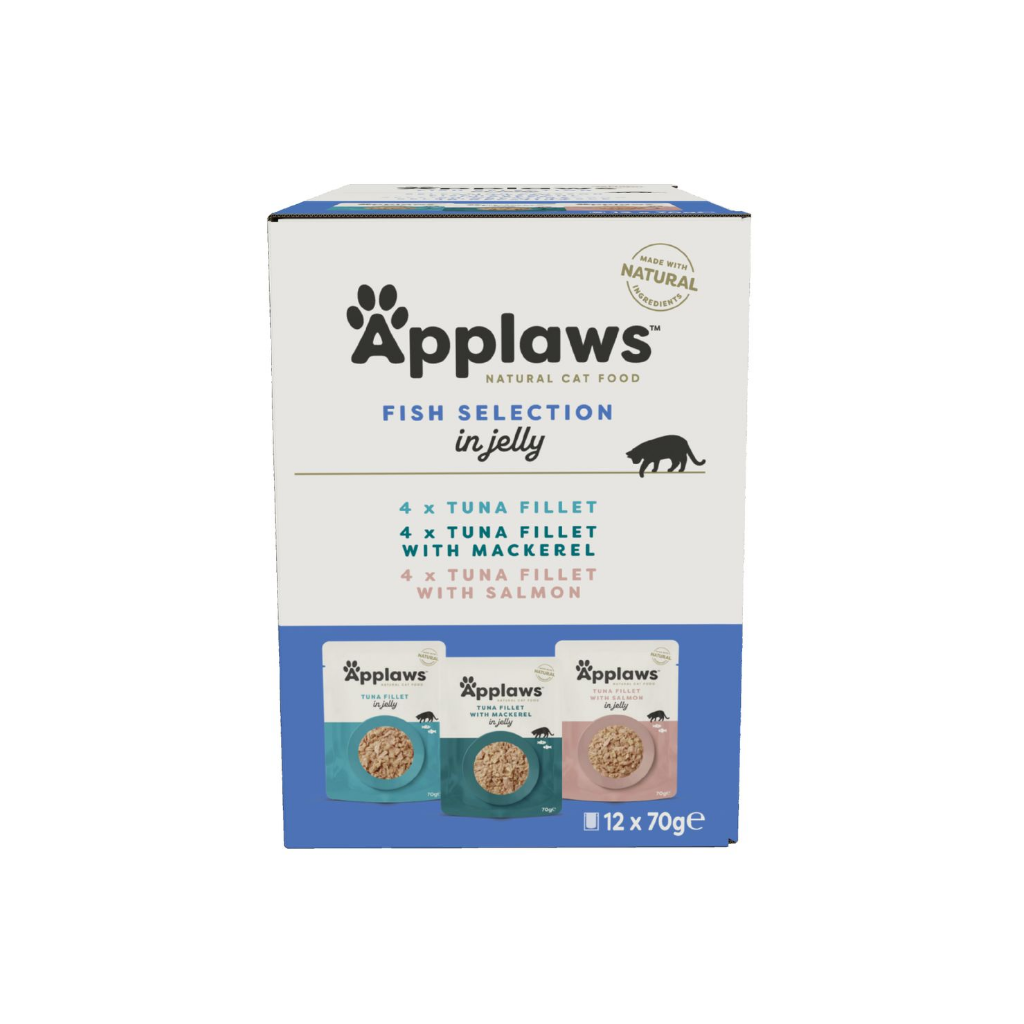 Applaws einekotikesed kassidele, valikp. kala želees, 12 x 70 g