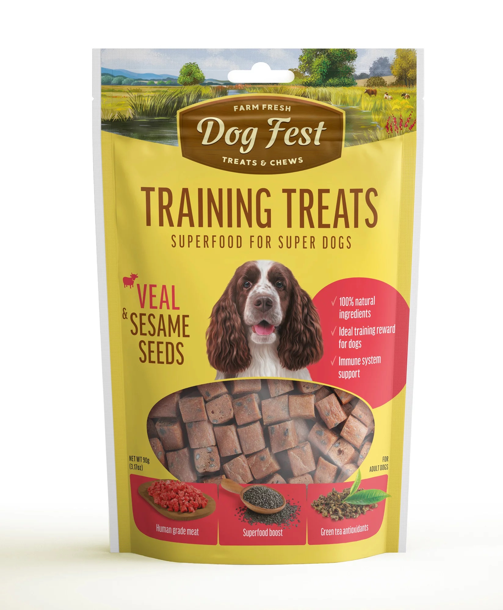 Dog Fest treeningmaius vasikalihast seesamiseemnetega 90g