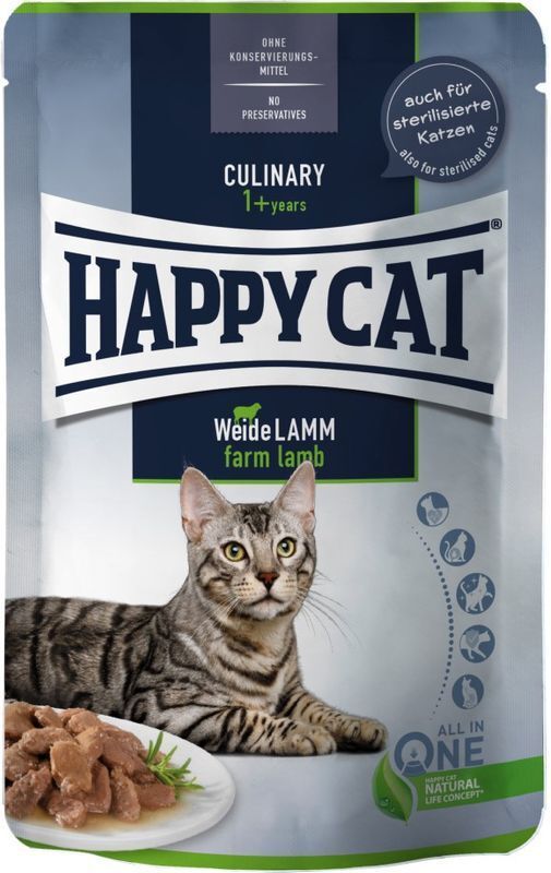 Happy Cat Culinary Meat In Sauce WeideLamm Pouch 24x85g