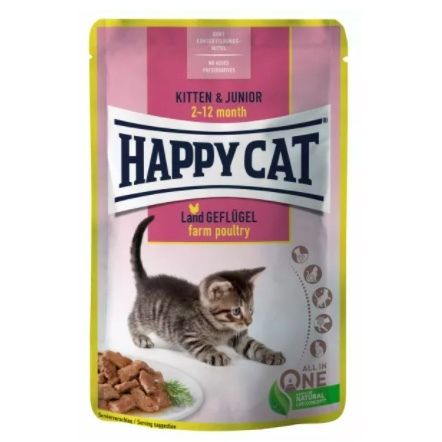 Happy Cat Kitten & Junior Farm Poultry 24x85g