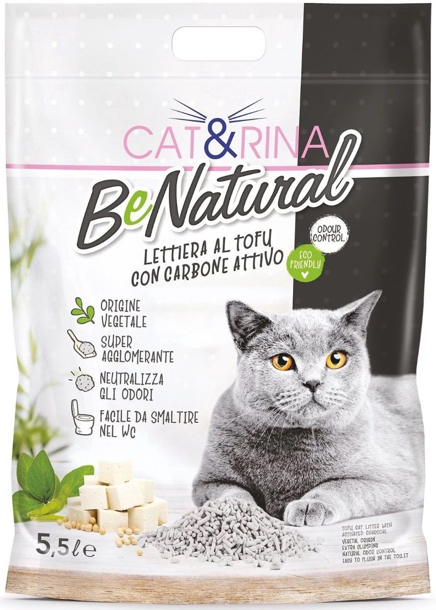 Cat&Rina TOFU BeNatural 100% натуральные растительные волокна наполнитель для кошачьих туалетов с активированным углем 5,5 л