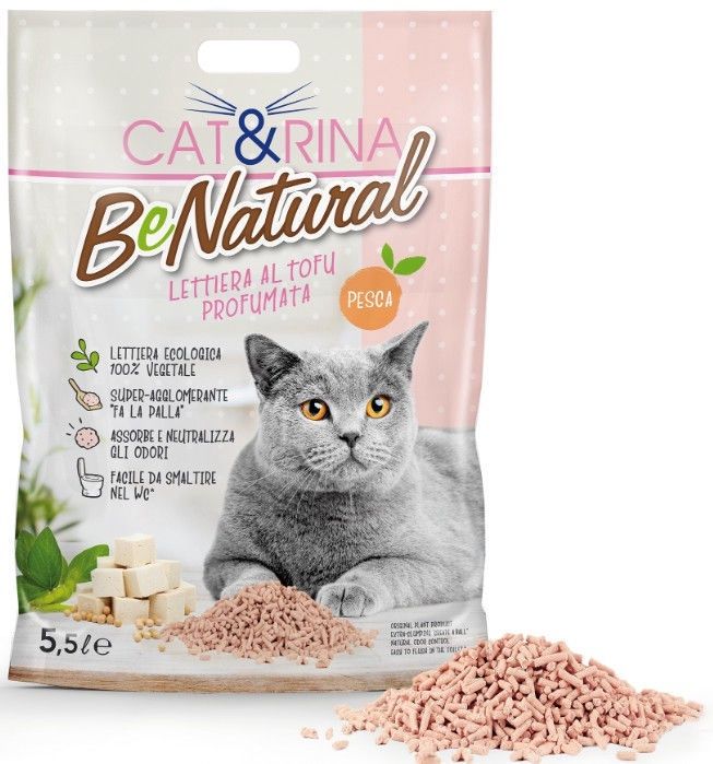 Cat&Rina TOFU BeNatural 100% натуральные растительные волокна персиковый наполнитель для кошачьего туалета 5,5 л