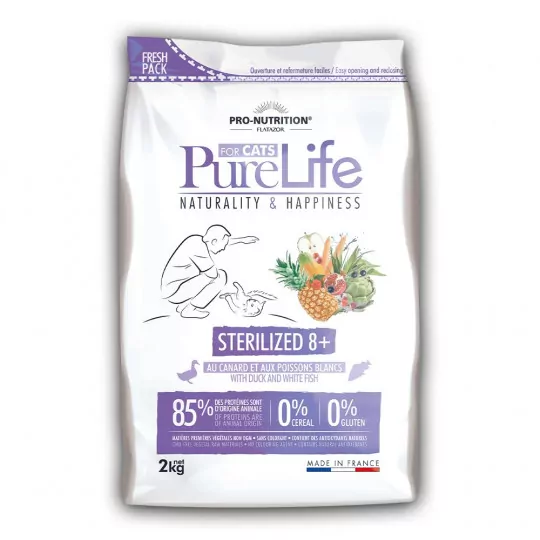 Pro-Nutrition PureLife Sterilised with duck and white fish 8+  2kg