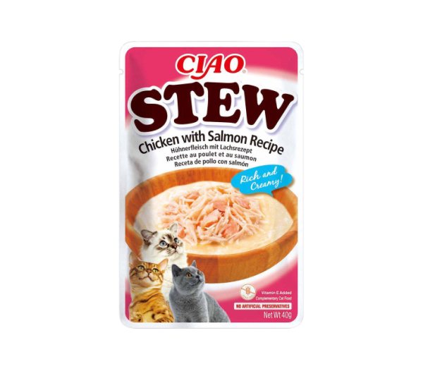 Ciao Stew Chicken Salmon märgtoit kassidele 40g