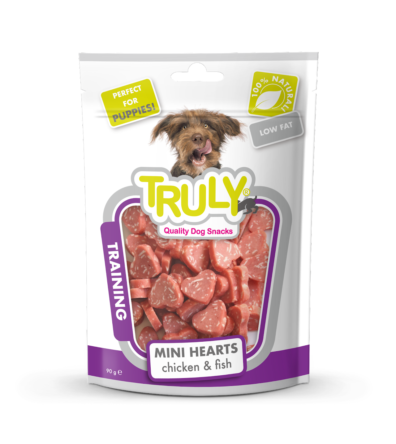 Truly Mini Hearts, kana ja kalalihaga maiused koertele 90g