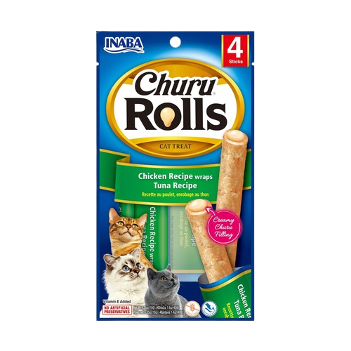 Churu Rolls Куриные рулеты Лакомство с тунцом для кошек 4x10г