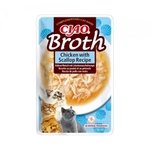 Бульон Churu Ciao Broth из курицы и морского гребешка для кошек 40г