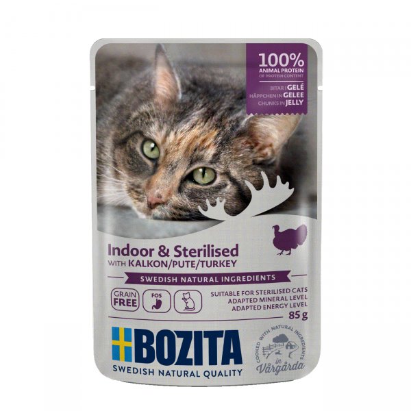 BOZITA INDOOR & STERILISED Turkey in jelly 12x85g